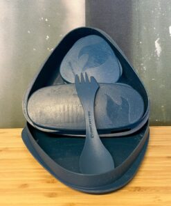 Spork og spisesæt i blå plastik