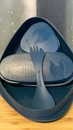 Spork og spisesæt i blå plastik